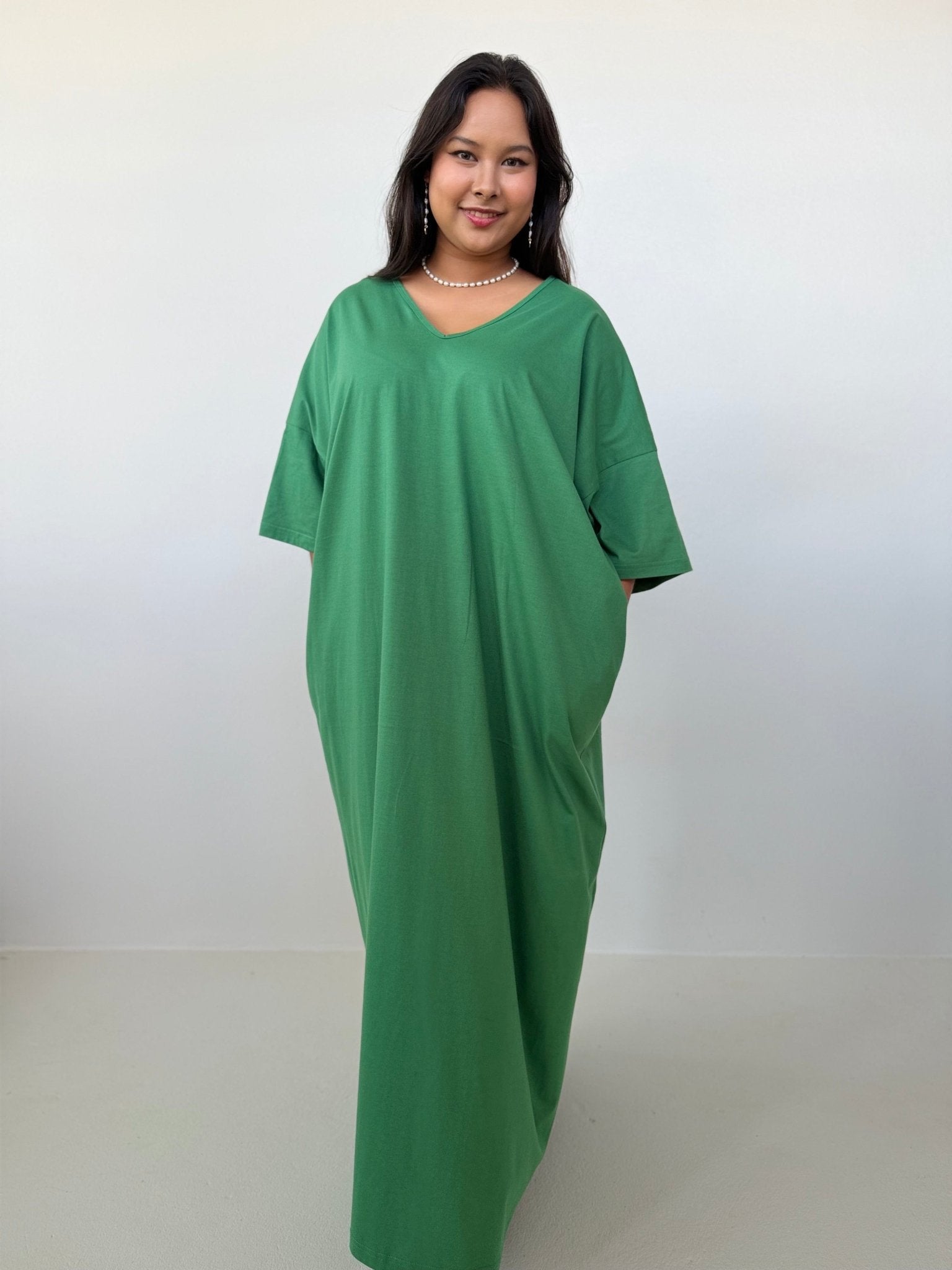 Mala Handworks Olivia Cotton Kaftan in Emerald
