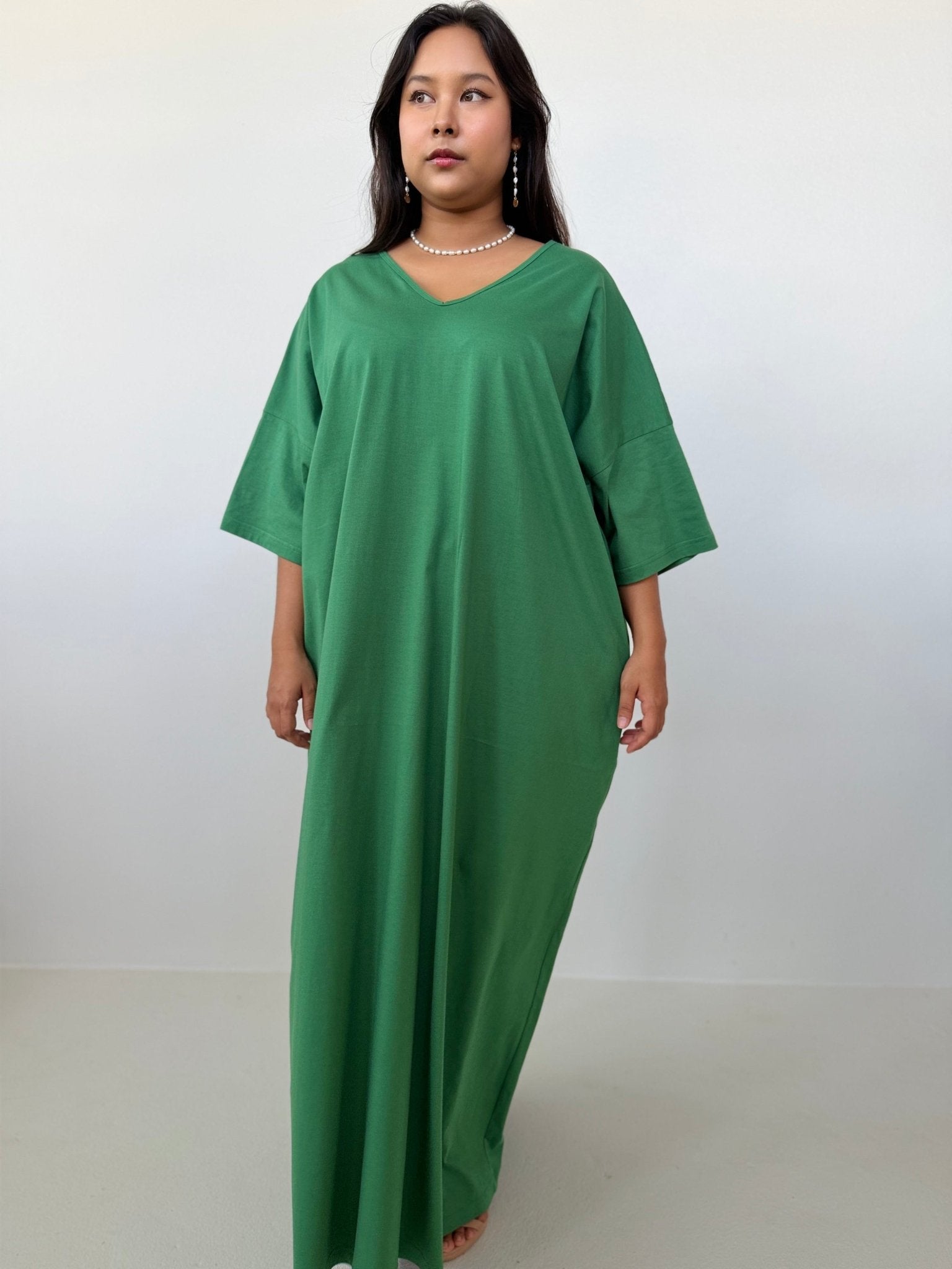 Mala Handworks Olivia Cotton Kaftan in Emerald