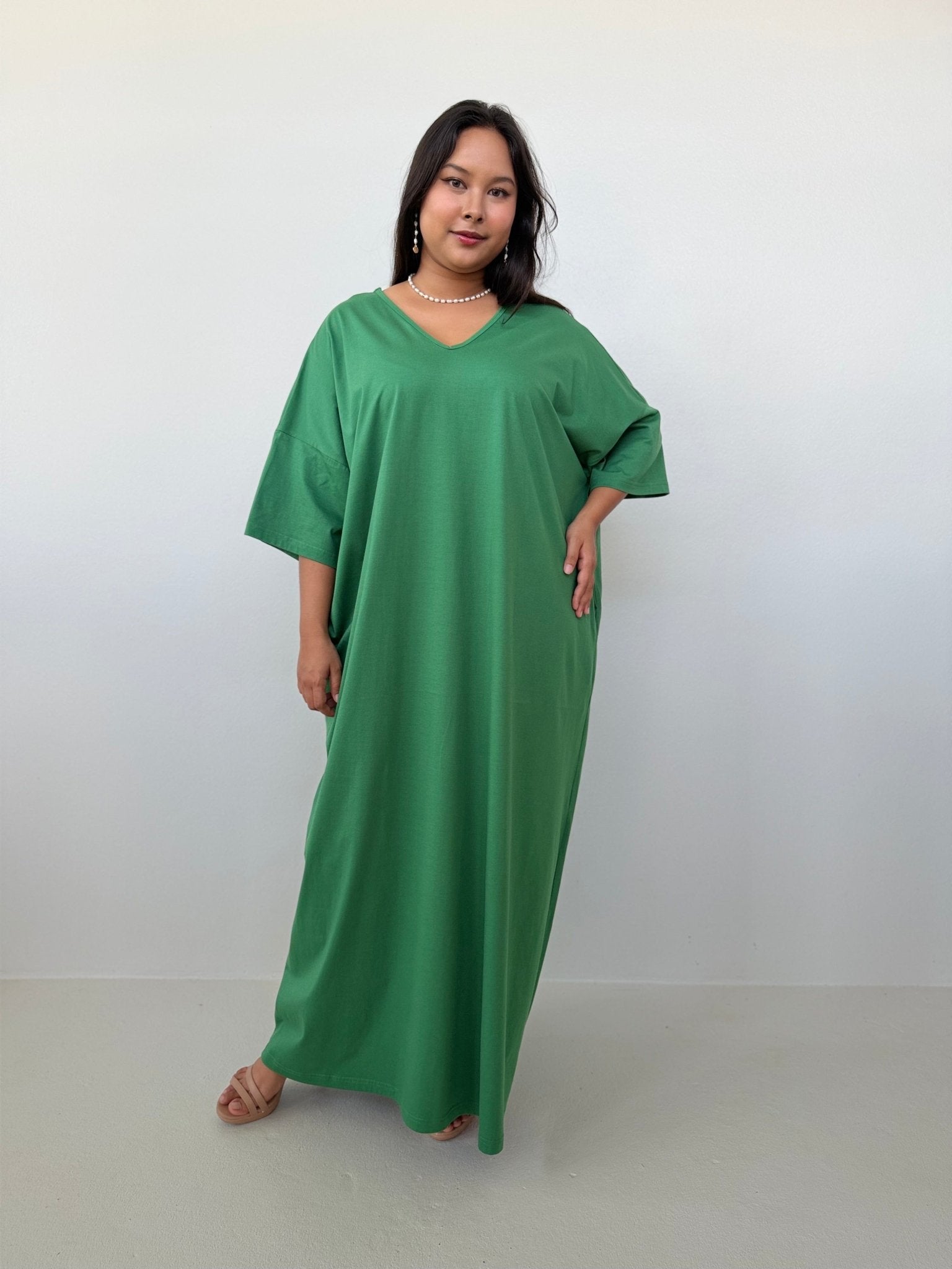 Mala Handworks Olivia Cotton Kaftan in Emerald