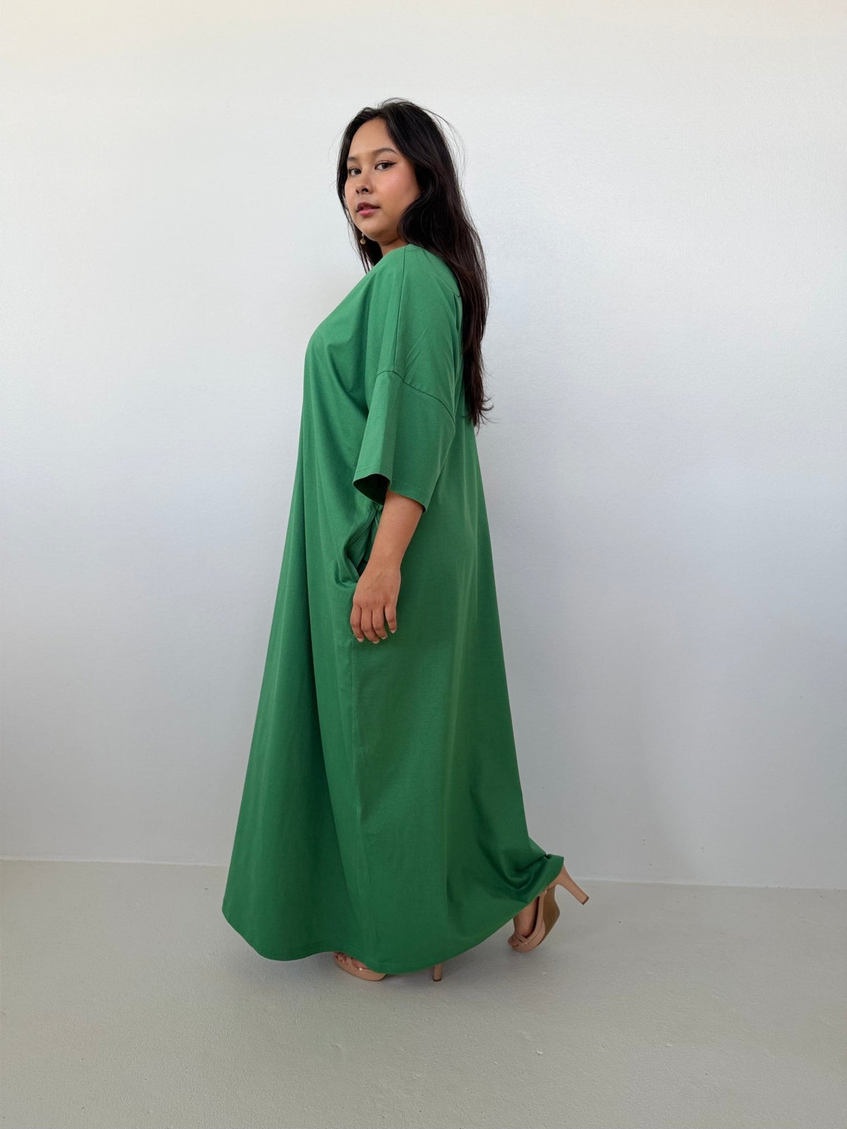 Mala Handworks Olivia Cotton Kaftan in Emerald
