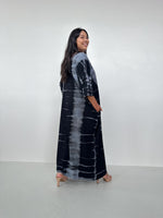 Mala Handworks Olivia Cotton Kaftan in Gray and Black Tie Dye