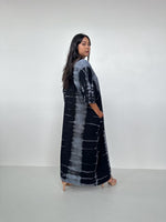 Mala Handworks Olivia Cotton Kaftan in Gray and Black Tie Dye