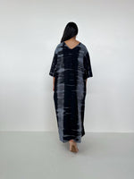 Mala Handworks Olivia Cotton Kaftan in Gray and Black Tie Dye