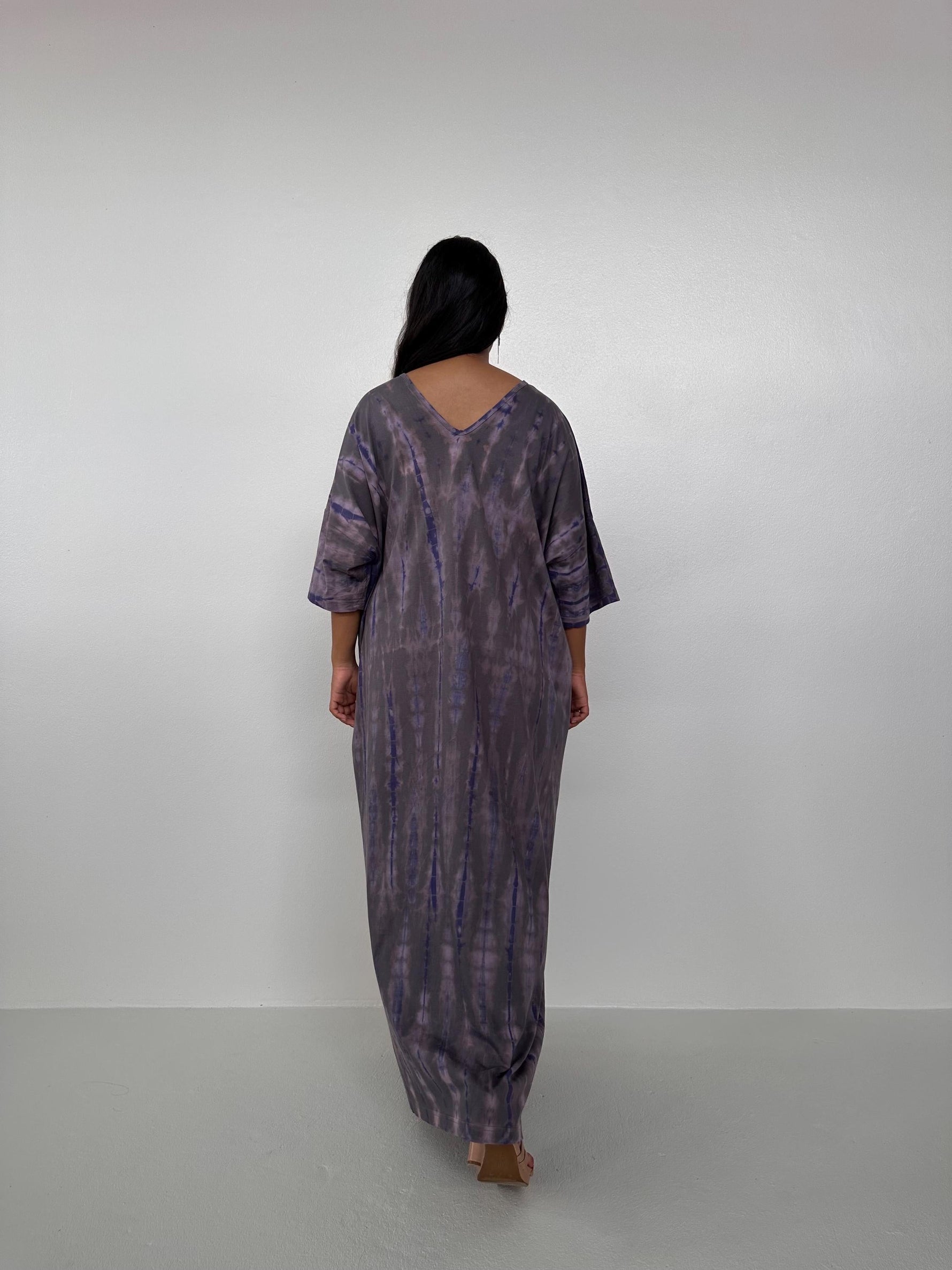 Mala Handworks Olivia Cotton Kaftan in Gray Tie Dye