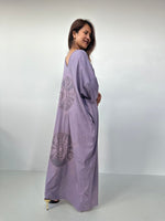 Olivia Cotton Kaftan in Gray with Mandala Tie Dye - Mala Handworks