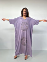 Olivia Cotton Kaftan in Gray with Mandala Tie Dye - Mala Handworks
