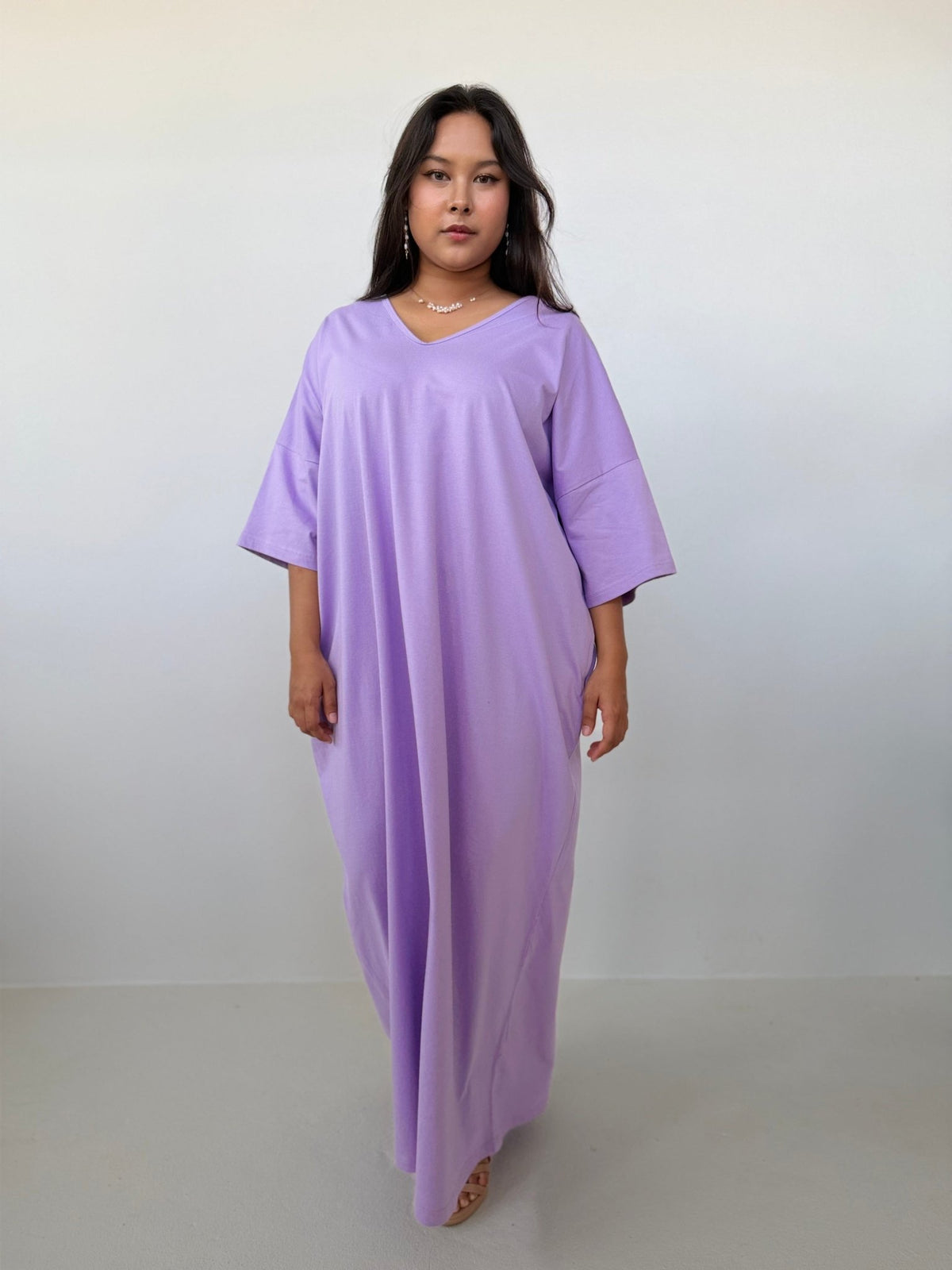 Mala Handworks Olivia Cotton Kaftan in Lilac