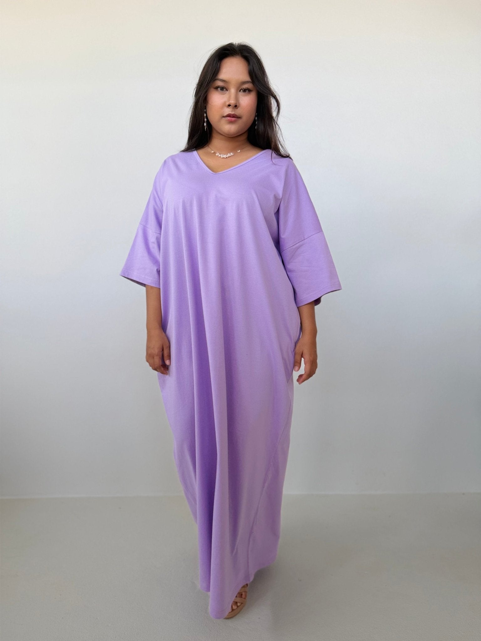 Mala Handworks Olivia Cotton Kaftan in Lilac