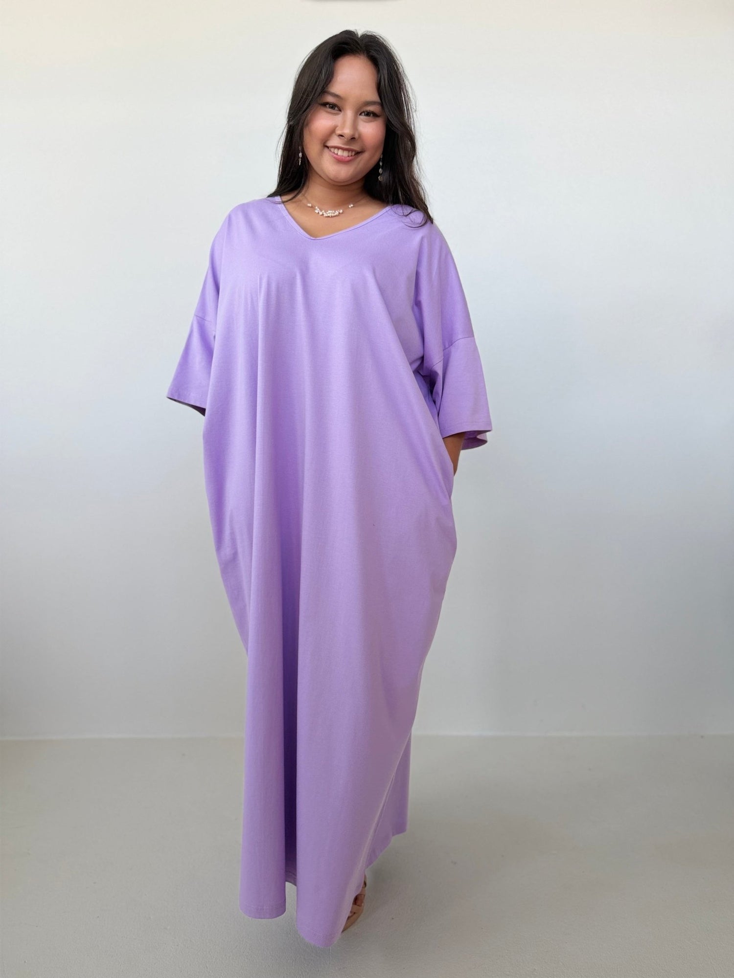 Mala Handworks Olivia Cotton Kaftan in Lilac