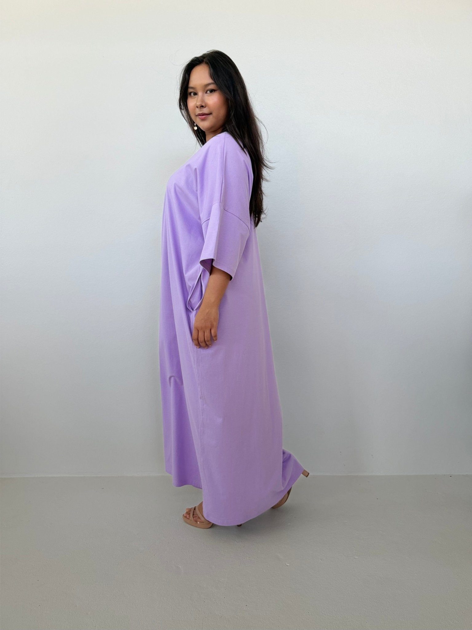Mala Handworks Olivia Cotton Kaftan in Lilac