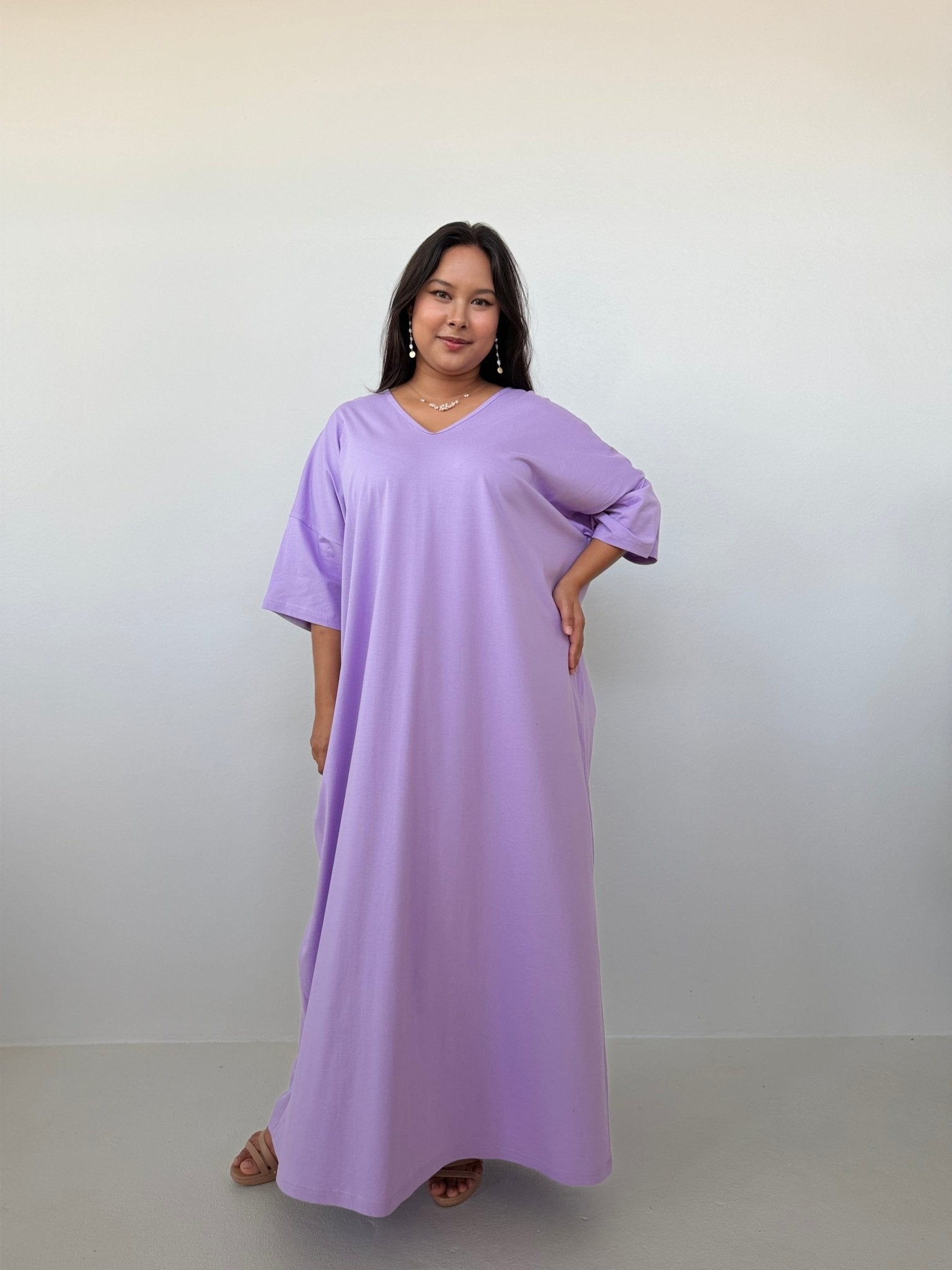 Mala Handworks Olivia Cotton Kaftan in Lilac