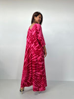 Olivia Cotton Kaftan in Merlot and Fuchsia Tie Dye - Mala Handworks