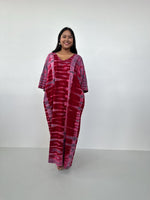 Mala Handworks Olivia Cotton Kaftan in Merlot and Purple Tie Dye