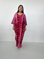 Mala Handworks Olivia Cotton Kaftan in Merlot and Purple Tie Dye