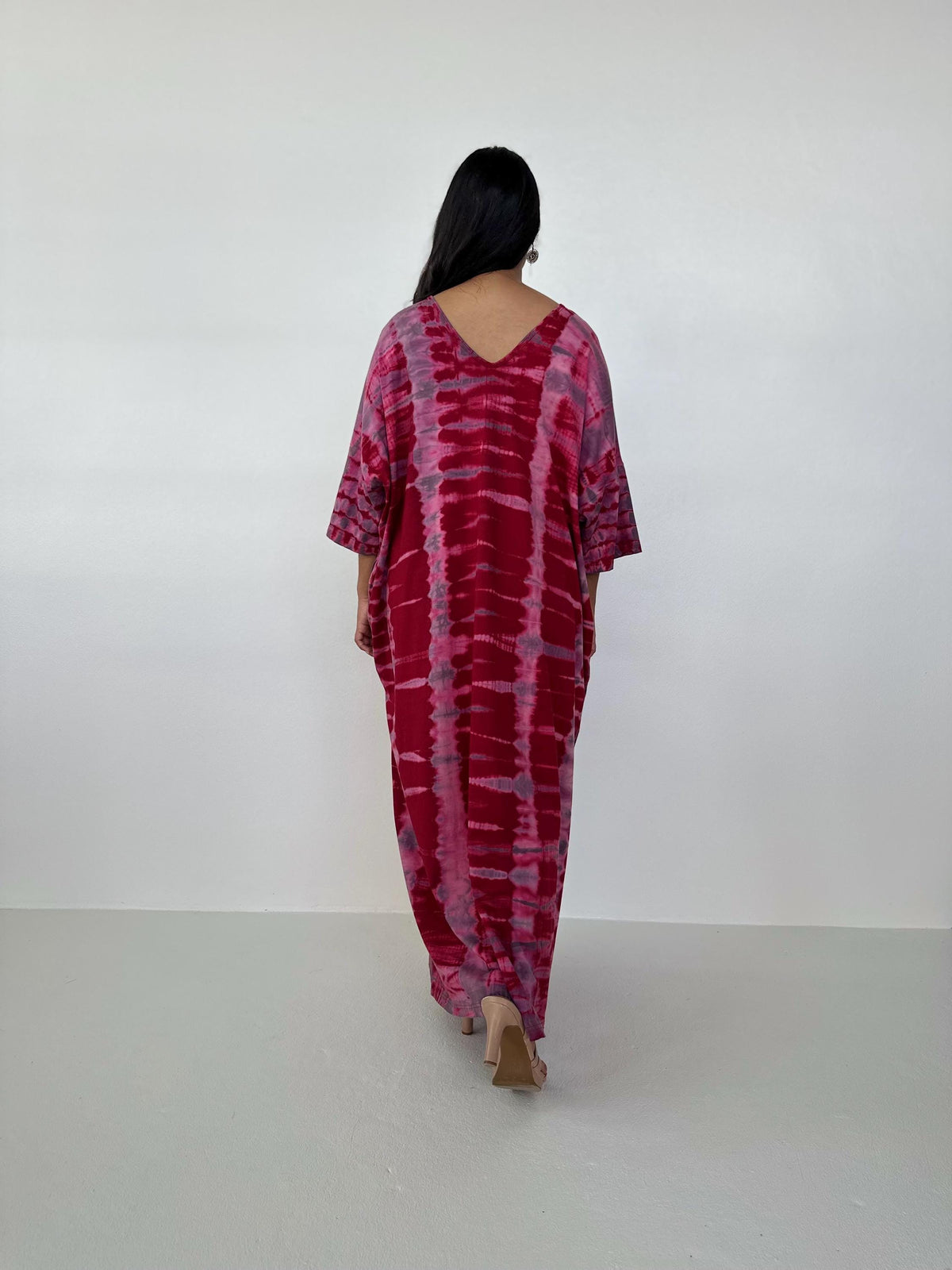 Mala Handworks Olivia Cotton Kaftan in Merlot and Purple Tie Dye