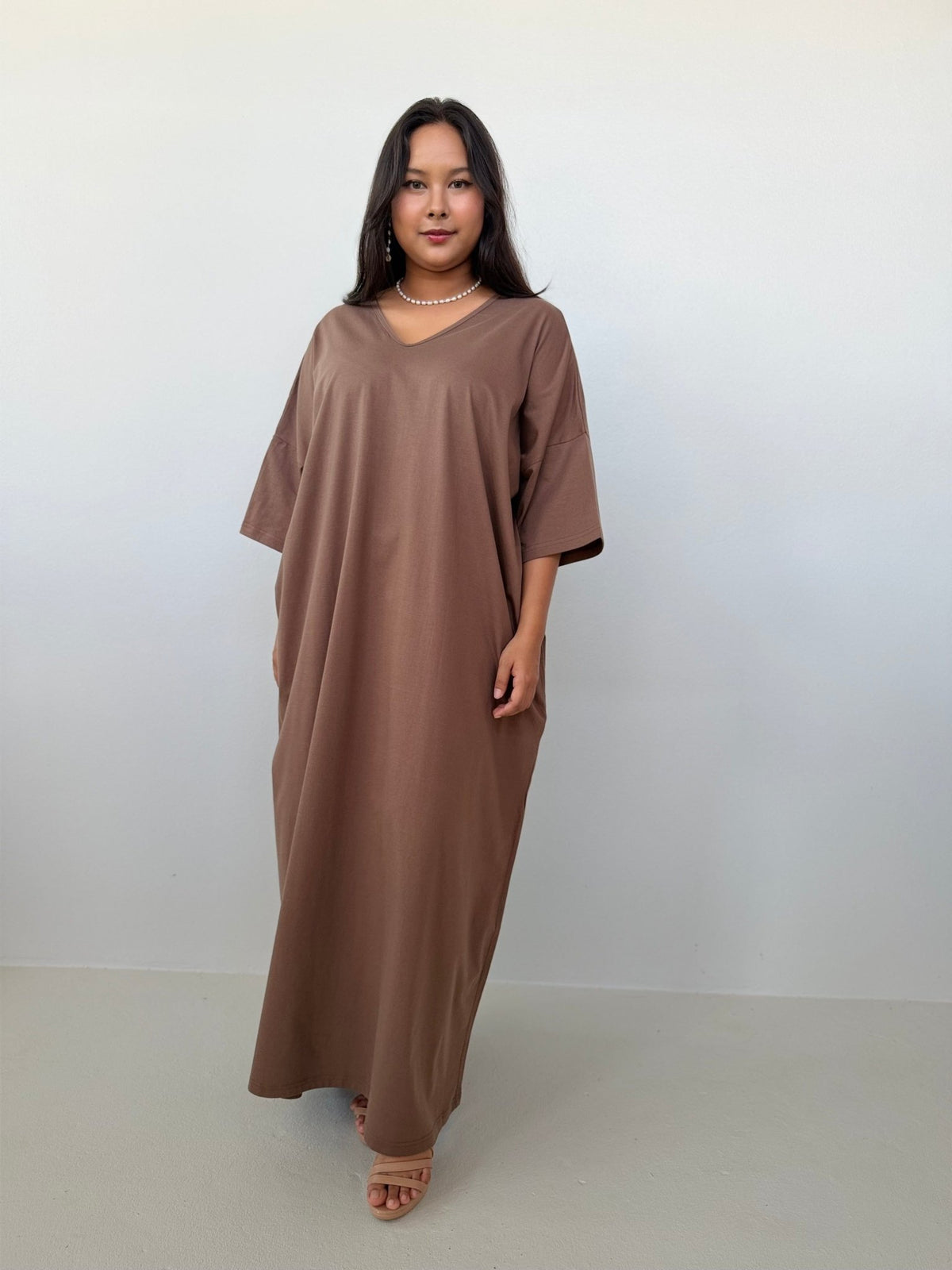 Mala Handworks Olivia Cotton Kaftan in Mocha