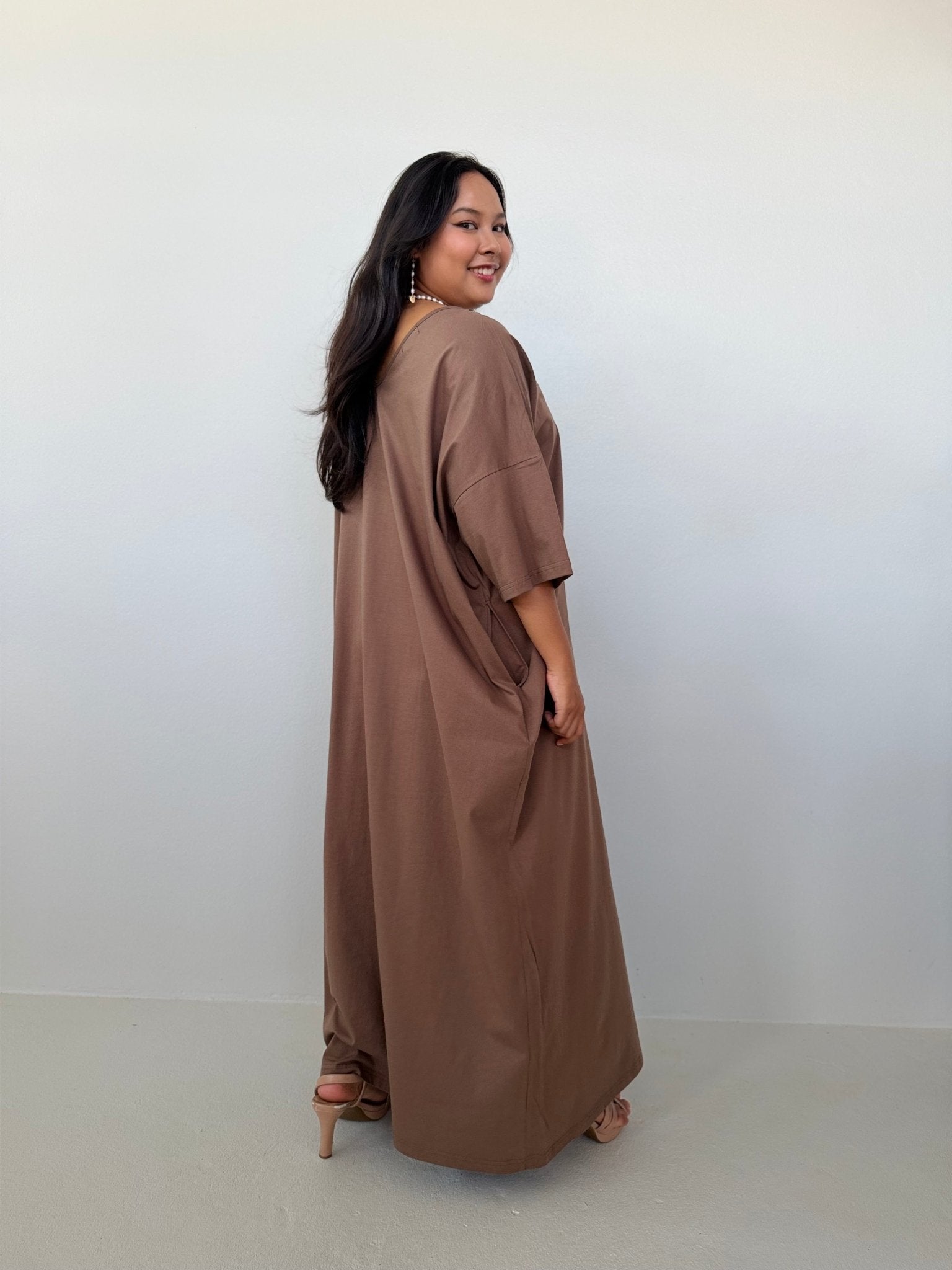 Mala Handworks Olivia Cotton Kaftan in Mocha