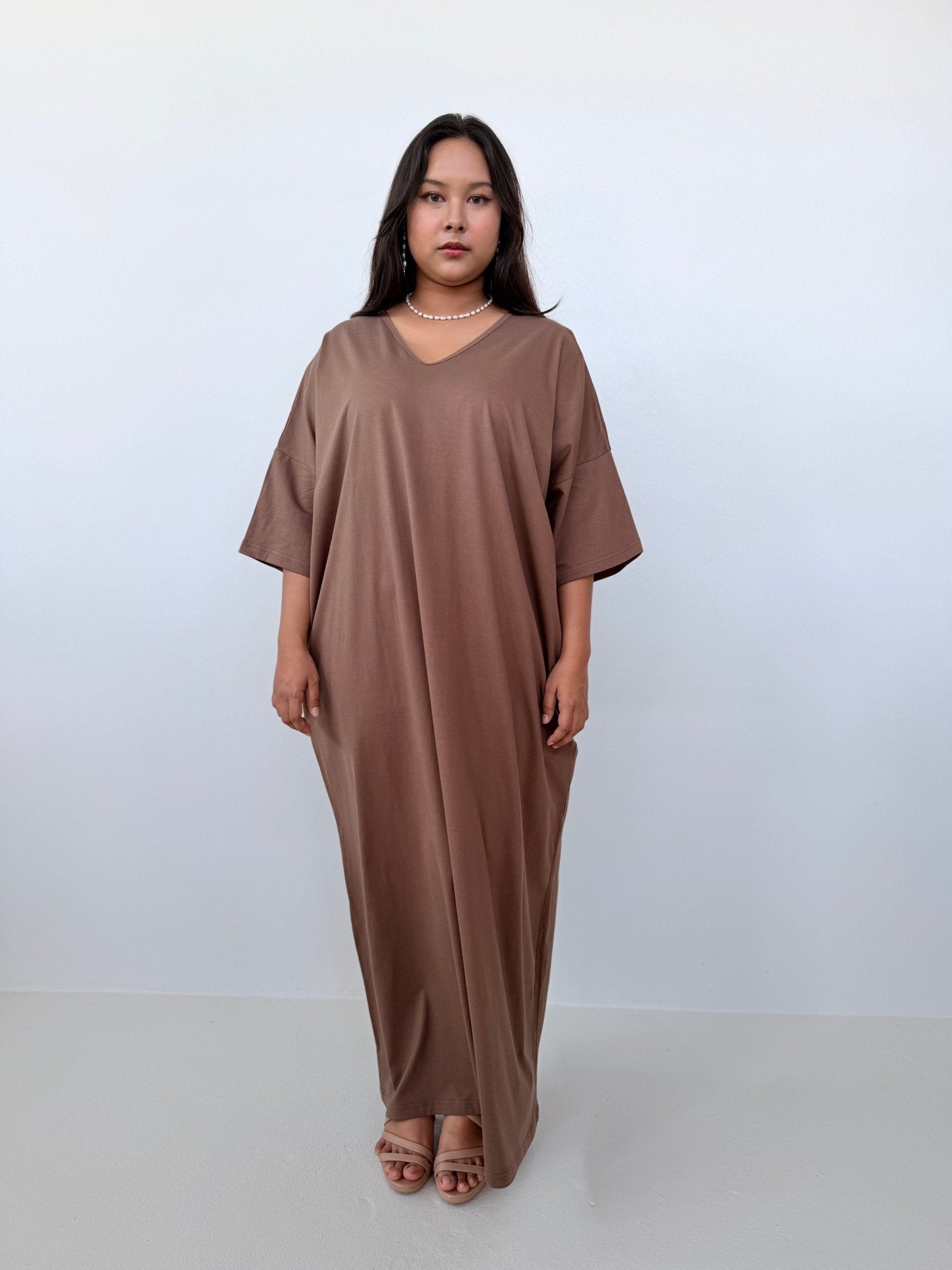 Mala Handworks Olivia Cotton Kaftan in Mocha