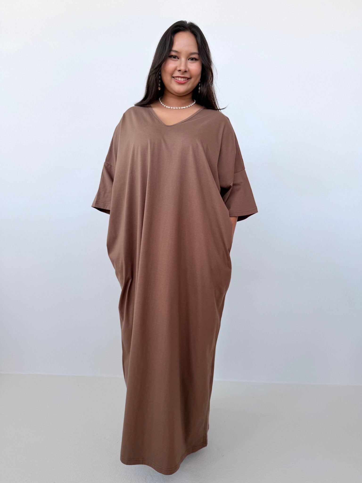 Mala Handworks Olivia Cotton Kaftan in Mocha