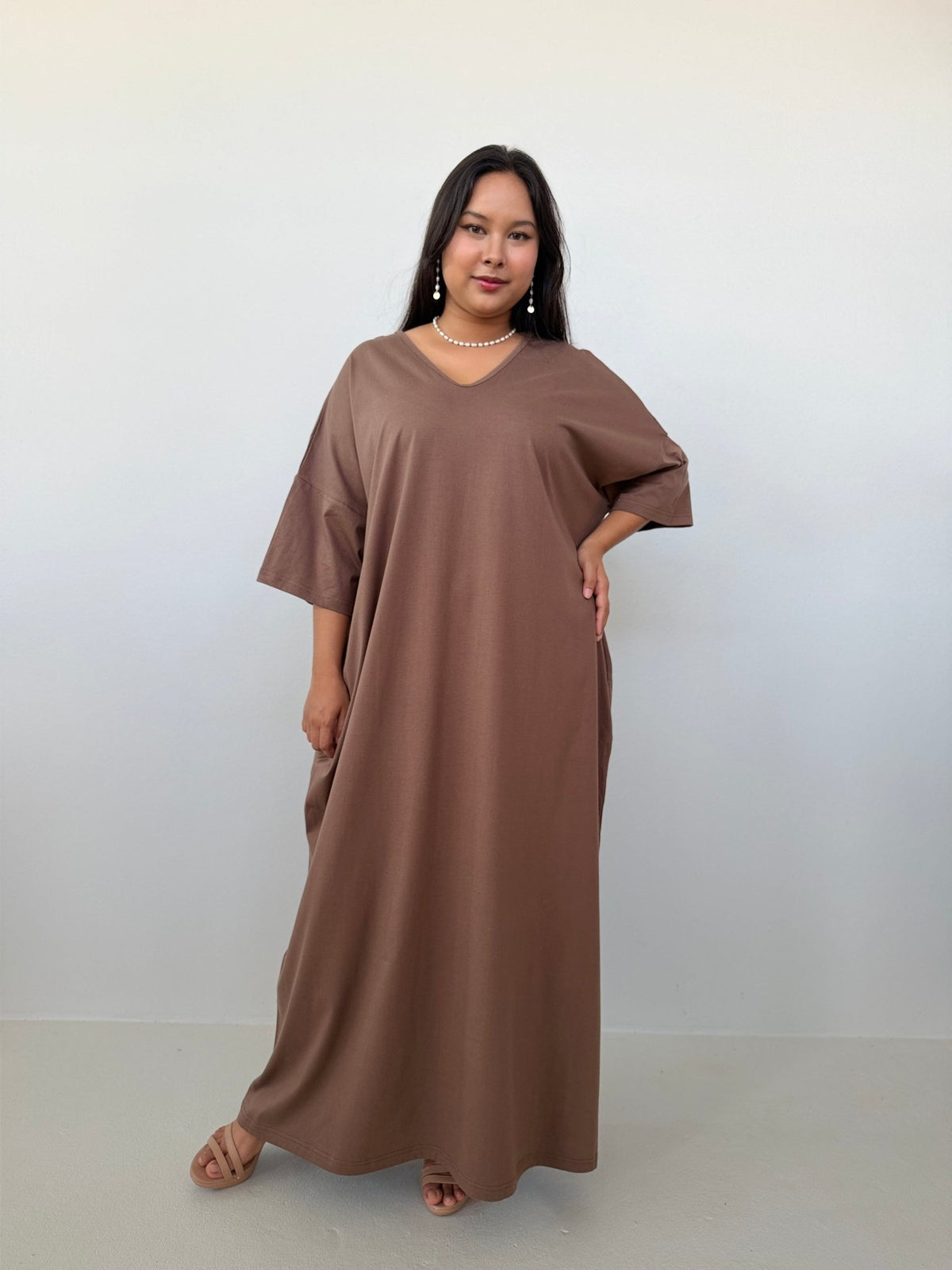 Mala Handworks Olivia Cotton Kaftan in Mocha