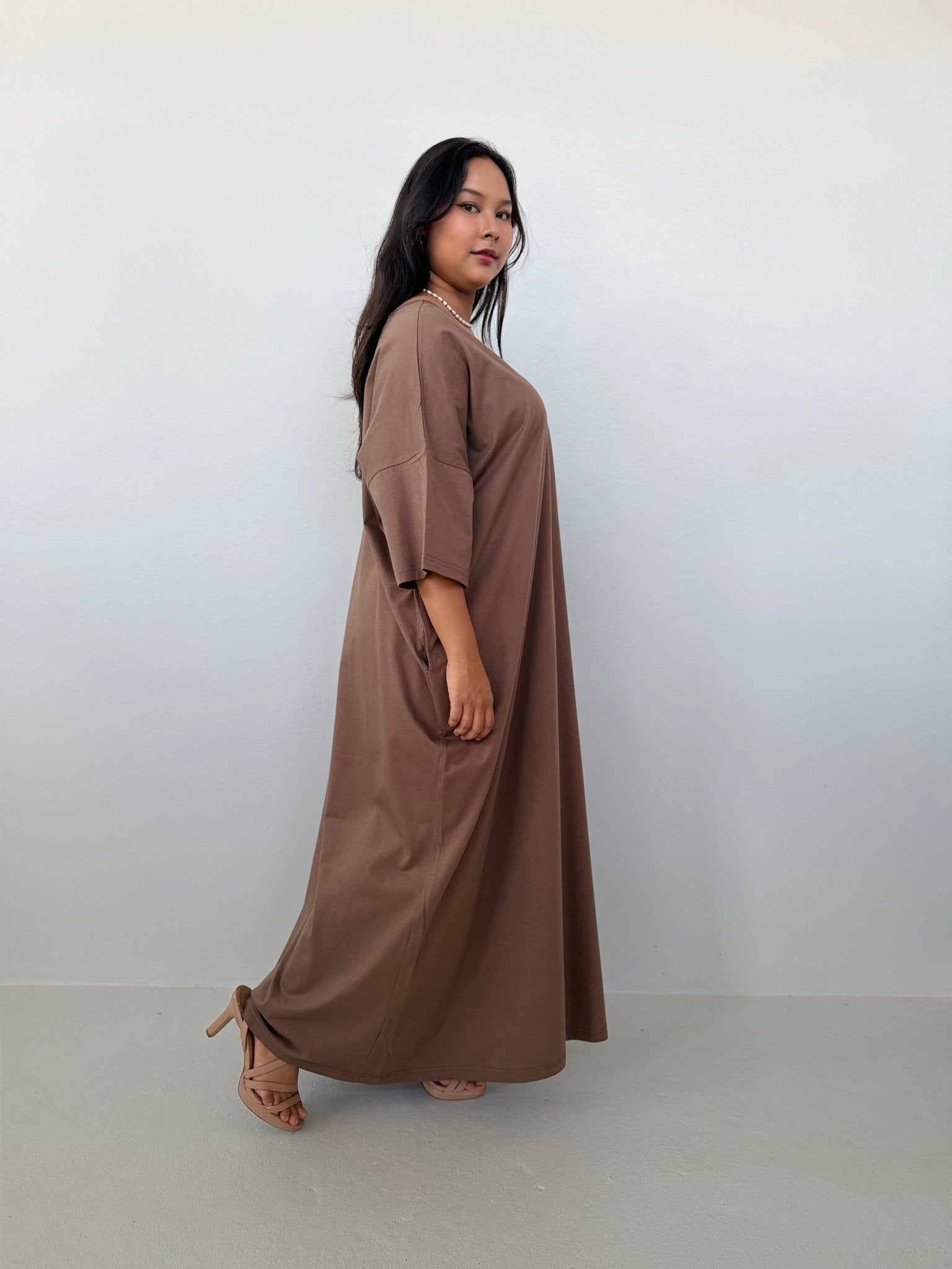 Mala Handworks Olivia Cotton Kaftan in Mocha
