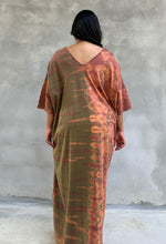 Mala Handworks Olivia Cotton Kaftan in Olive and Apricot Tie Dye