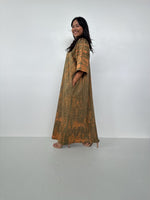 Mala Handworks Olivia Cotton Kaftan in Olive Tie Dye