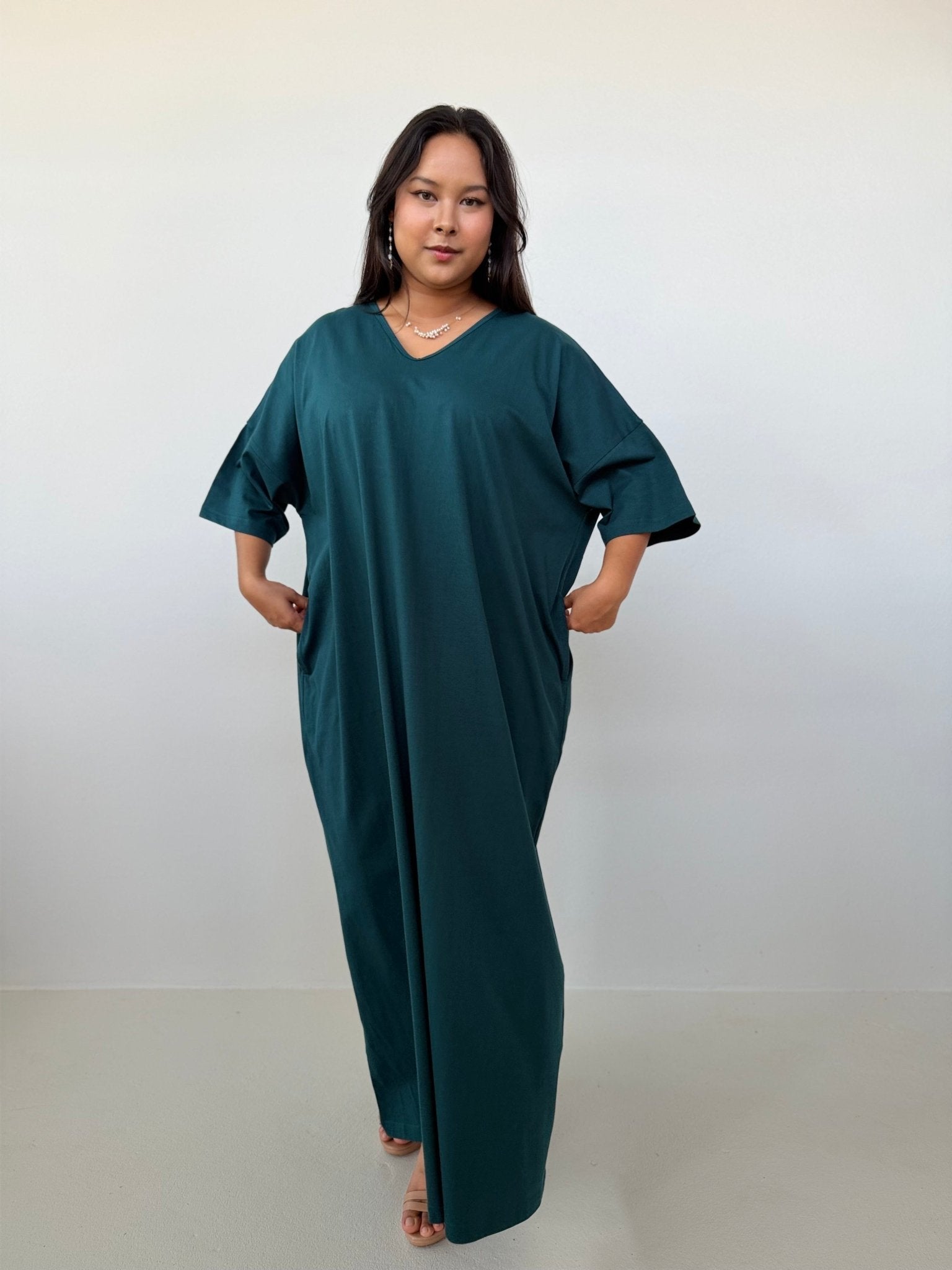 Mala Handworks Olivia Cotton Kaftan in Petrol