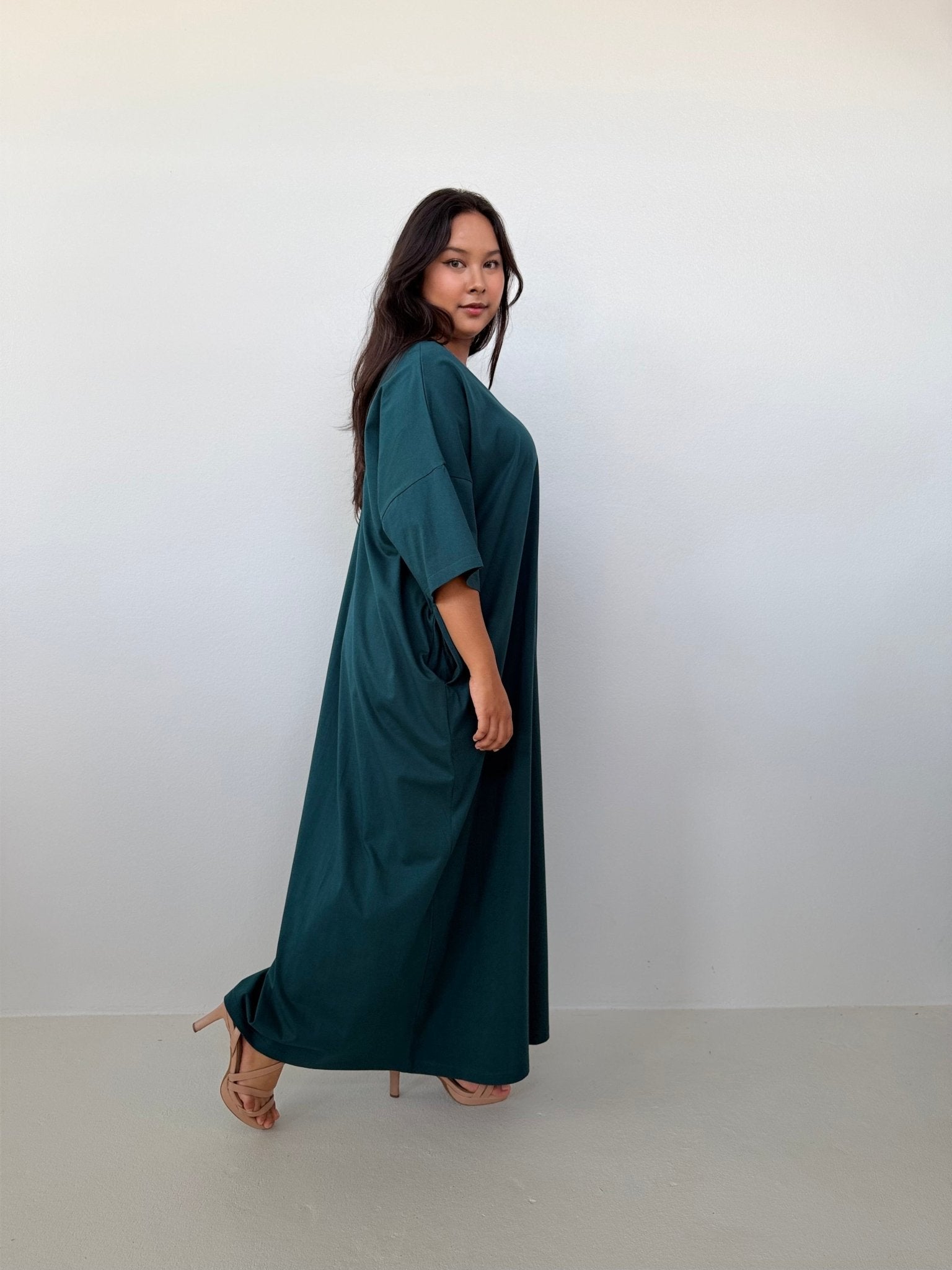 Mala Handworks Olivia Cotton Kaftan in Petrol