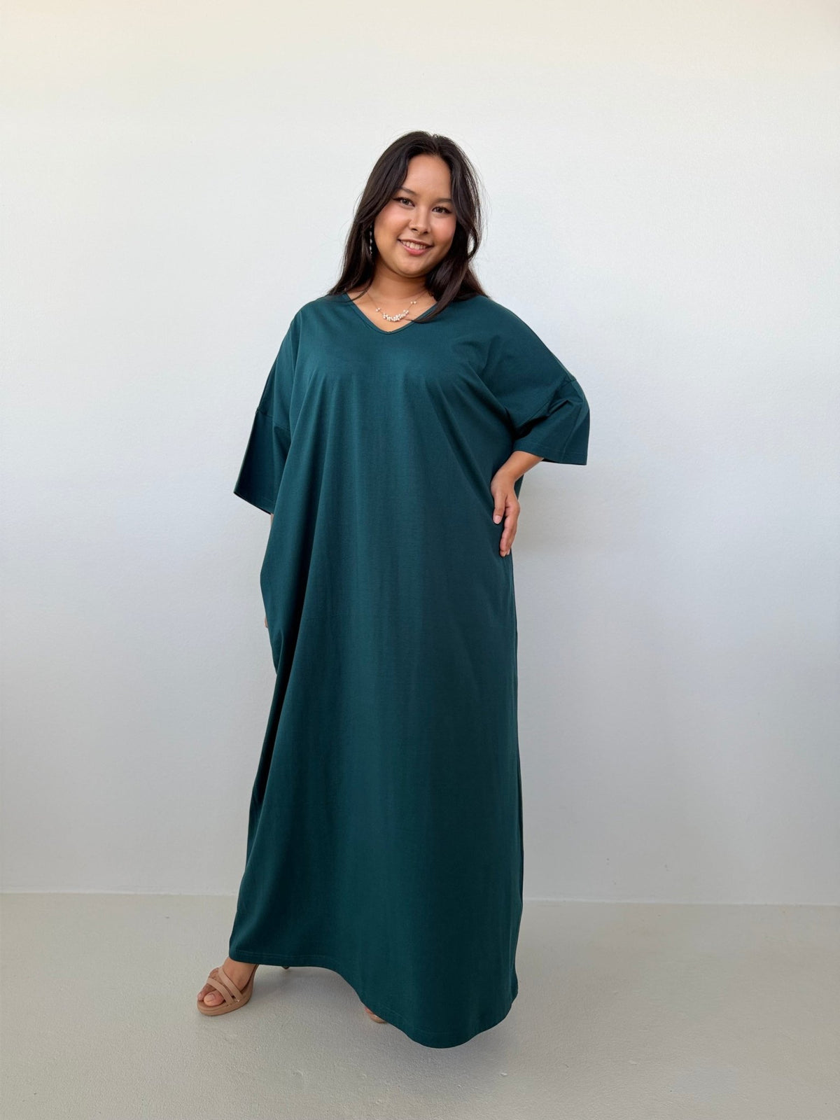 Mala Handworks Olivia Cotton Kaftan in Petrol