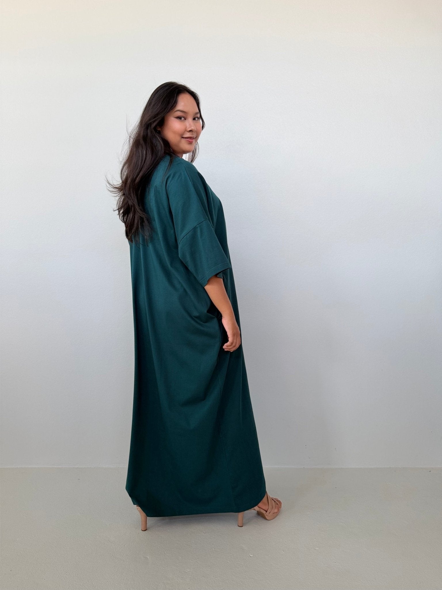 Mala Handworks Olivia Cotton Kaftan in Petrol