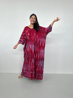 Olivia Cotton Kaftan in Purple and Merlot Tie Dye - Mala Handworks