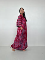 Olivia Cotton Kaftan in Purple and Merlot Tie Dye - Mala Handworks