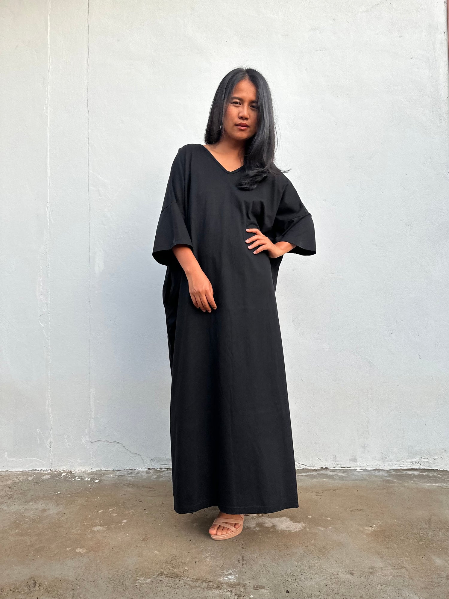 Olivia Cotton Kaftan in Black