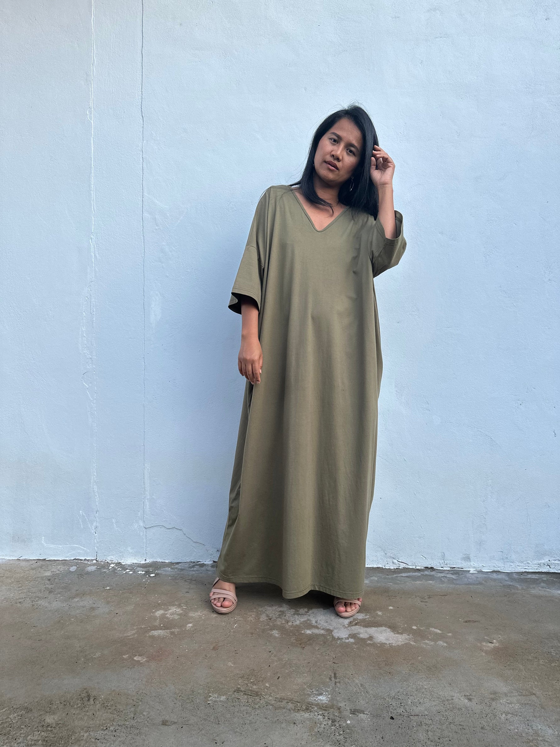 Olivia Olive Kaftan front view