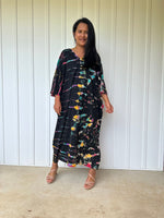 MALA handworks  Olivia Kaftan in Black and Rainbow Tie Dye