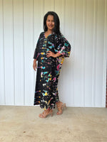 MALA handworks  Olivia Kaftan in Black and Rainbow Tie Dye