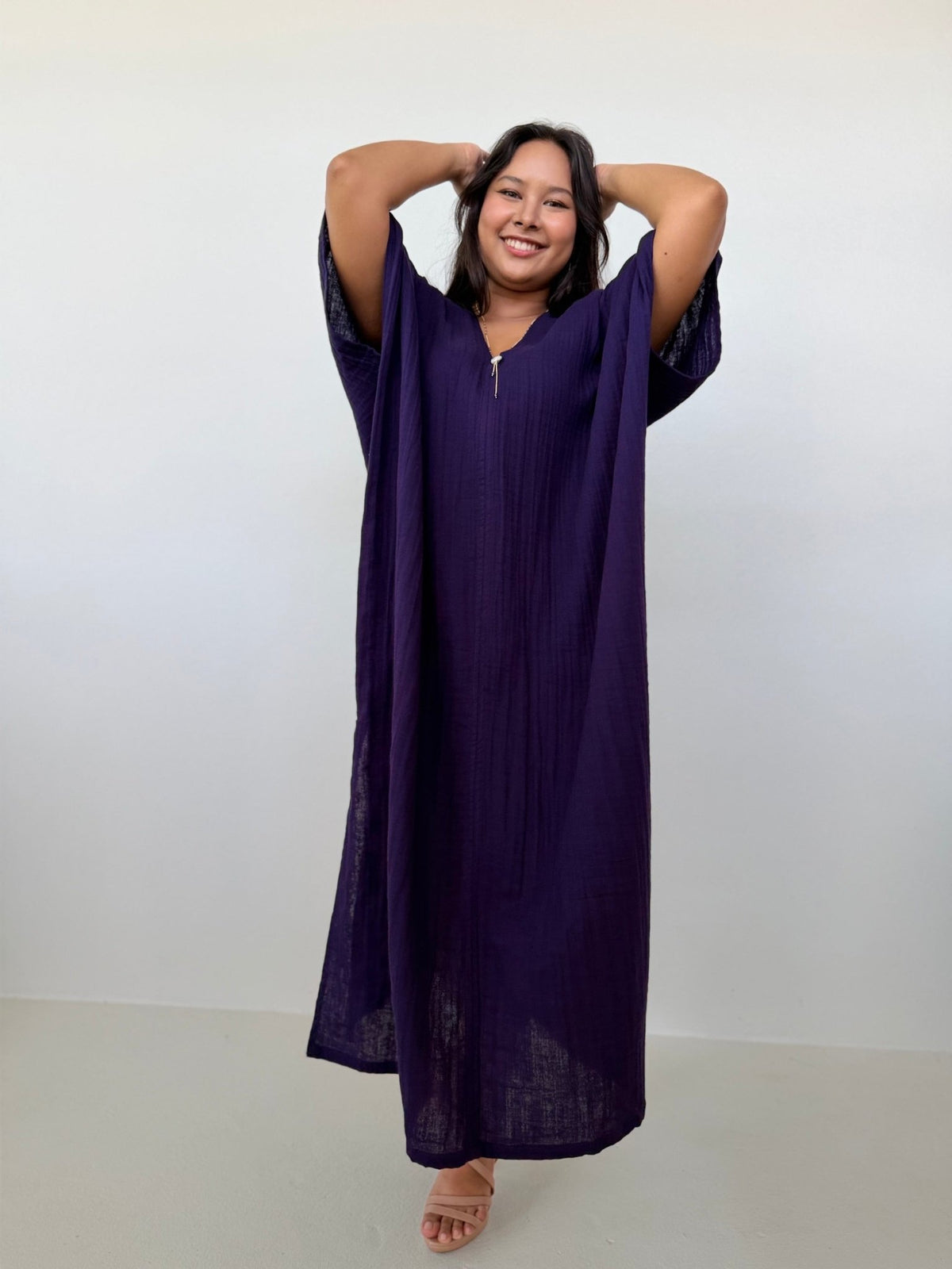 Mala Handworks Grace Cotton Kaftan in Blackberry