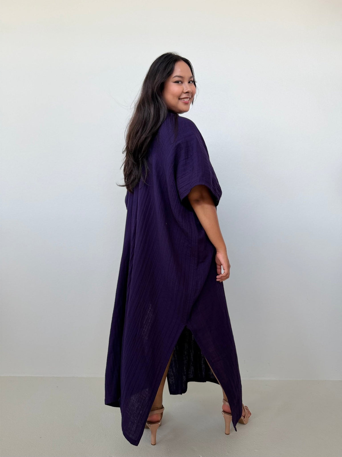 Mala Handworks Grace Cotton Kaftan in Blackberry