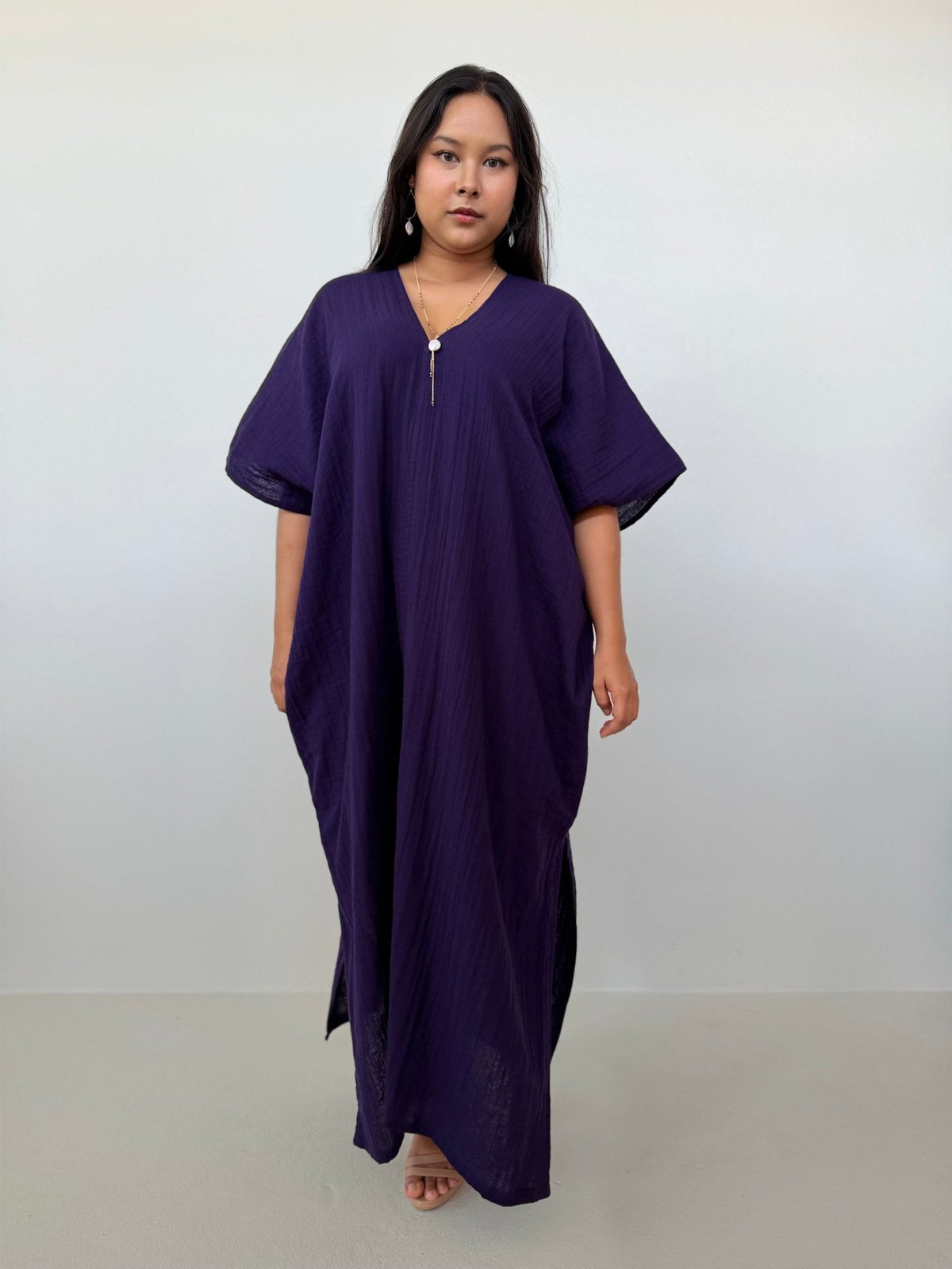Mala Handworks Grace Cotton Kaftan in Blackberry