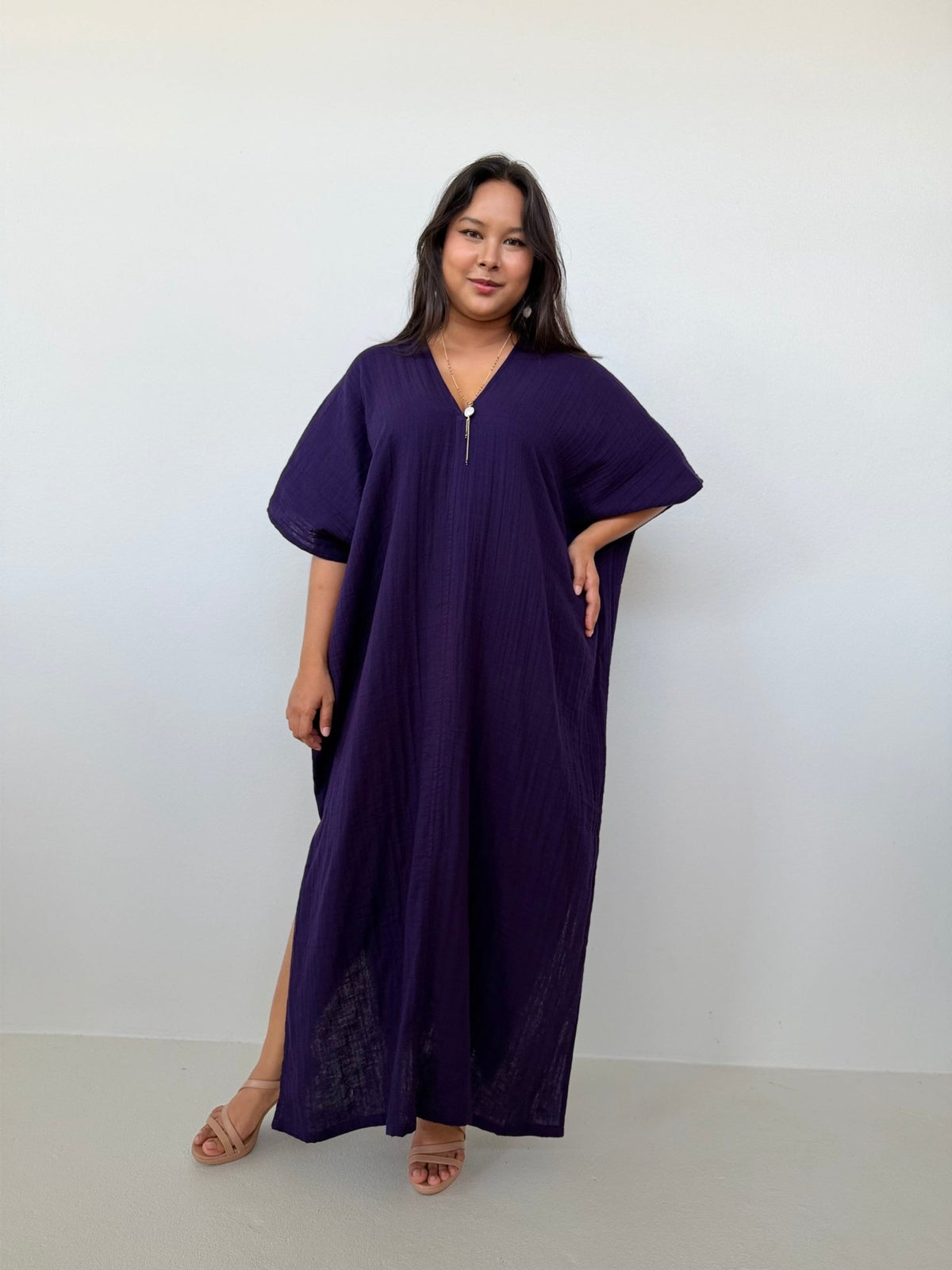 Mala Handworks Grace Cotton Kaftan in Blackberry