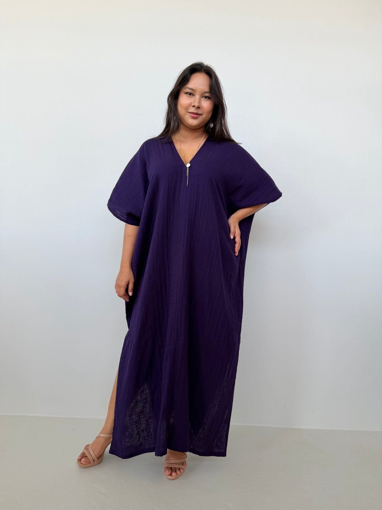 Mala Handworks Grace Cotton Kaftan in Blackberry