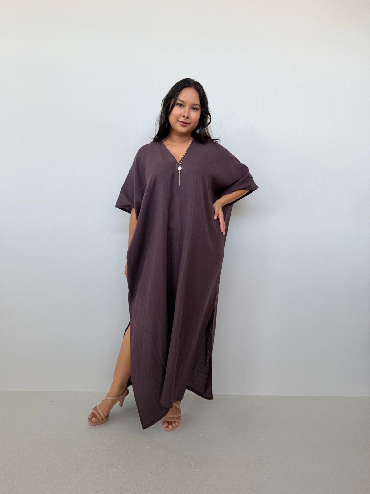 Mala Handworks Grace Cotton Kaftan in Espresso