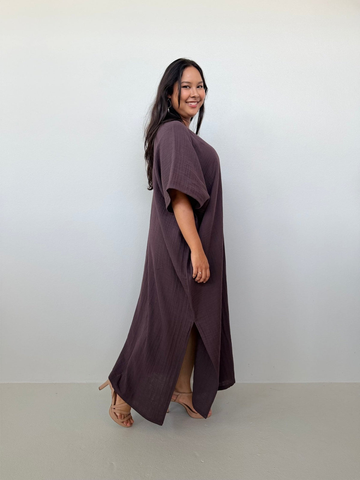 Mala Handworks Grace Cotton Kaftan in Espresso