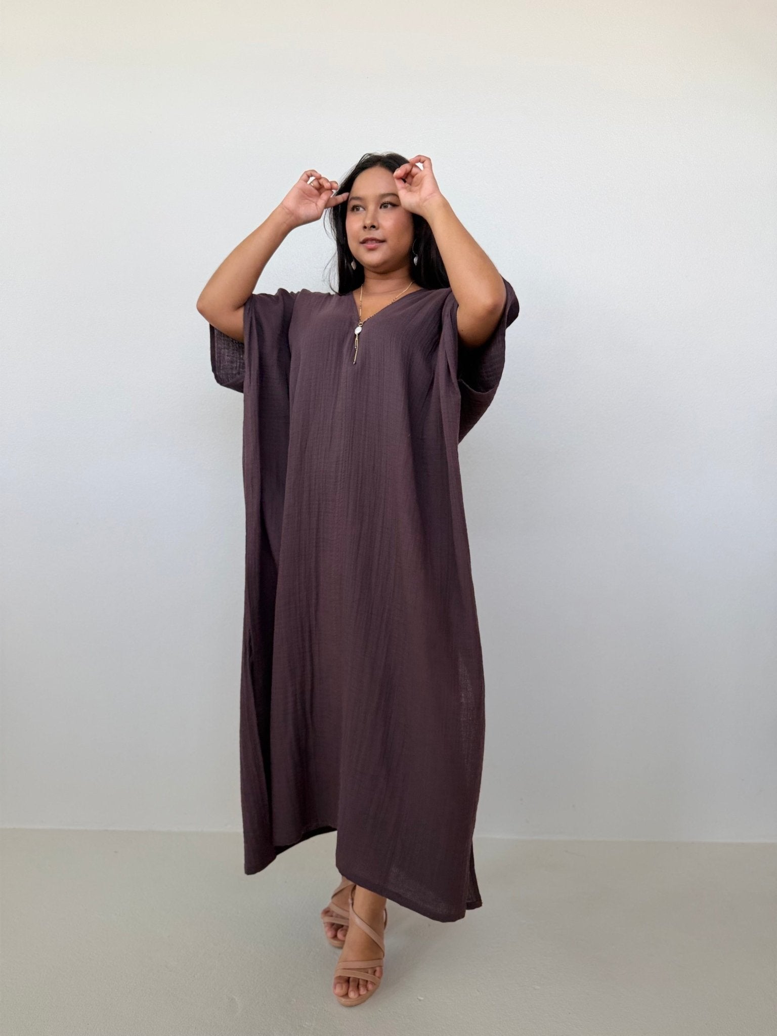 Mala Handworks Grace Cotton Kaftan in Espresso
