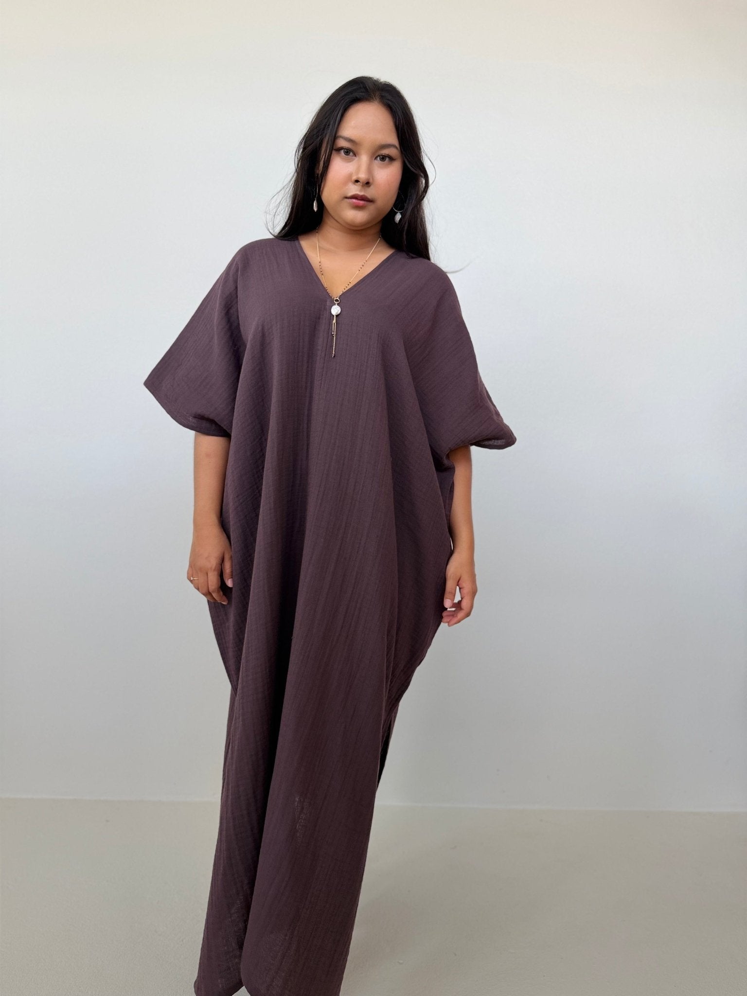 Mala Handworks Grace Cotton Kaftan in Espresso