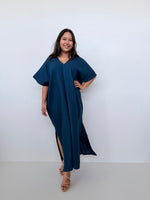 Mala Handworks Grace Cotton Kaftan in Petrol