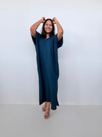 Mala Handworks Grace Cotton Kaftan in Petrol