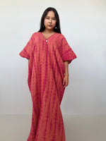 Mala Handworks Grace Cotton Kaftan in Raspberry Tie Dye
