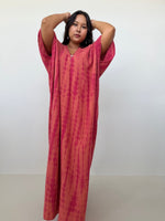 Mala Handworks Grace Cotton Kaftan in Raspberry Tie Dye